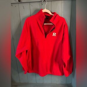Vintage Rutgers University Men's Red Quarter-Zip Fleece Pullover | Large